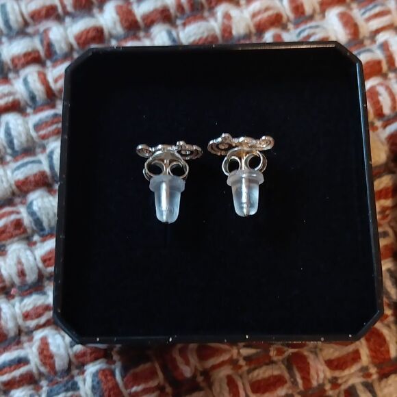 New SEAHORSE 925 Sterling Silver Marked Post Earrings New - Picture 3 of 3